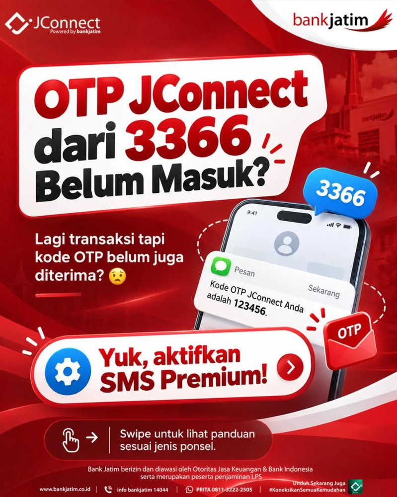 OTP JConnect dari 3366 Belum Masuk?